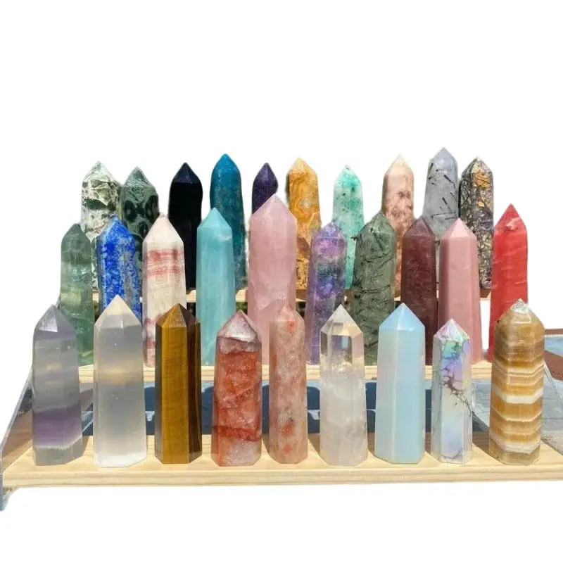 Natural Crystal Tower Point Obelisk Ornament - 3.1"+ Protective Crystals (40 Choices: Selenite, Moss Agate, Opal, Rainbow, Lavender, Moonstone, Rose Quartz, Citrine, Sunstone) for Home Decor, DIY Luggage & Bag Accessories, Car Accessories, Bedroom Healing