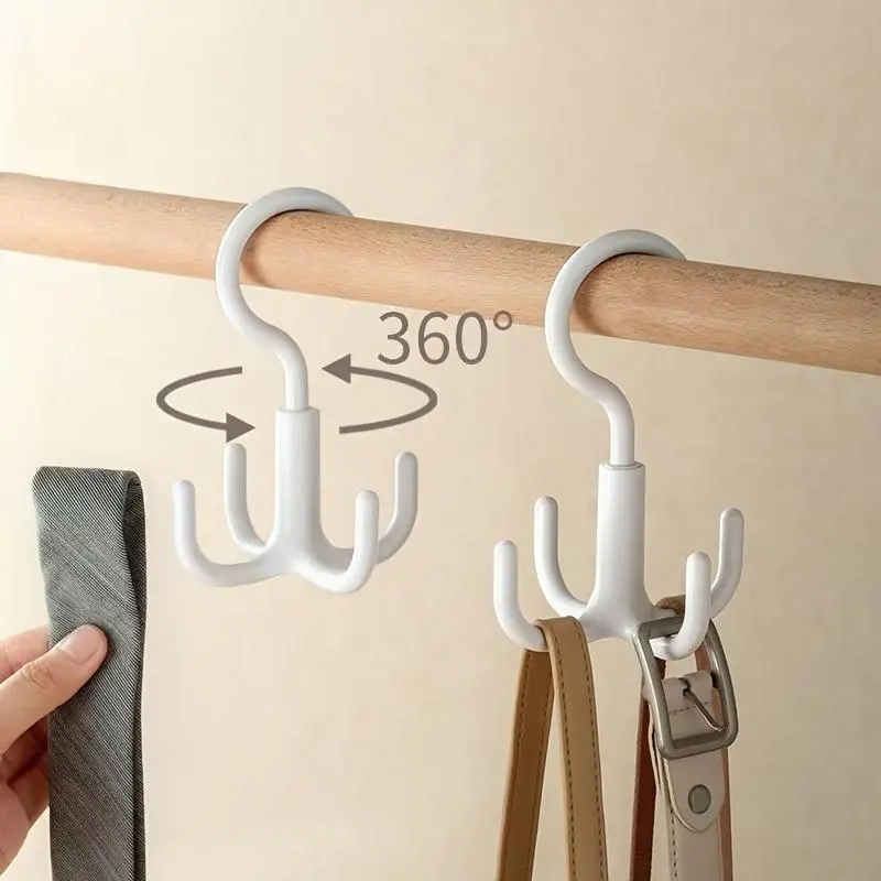 360° Rotatable 4-Claw Hook, Fashion Accessories Storage Hook for Handbags, Scarves, Belts, Hats, Wardrobes, Rotates 360°