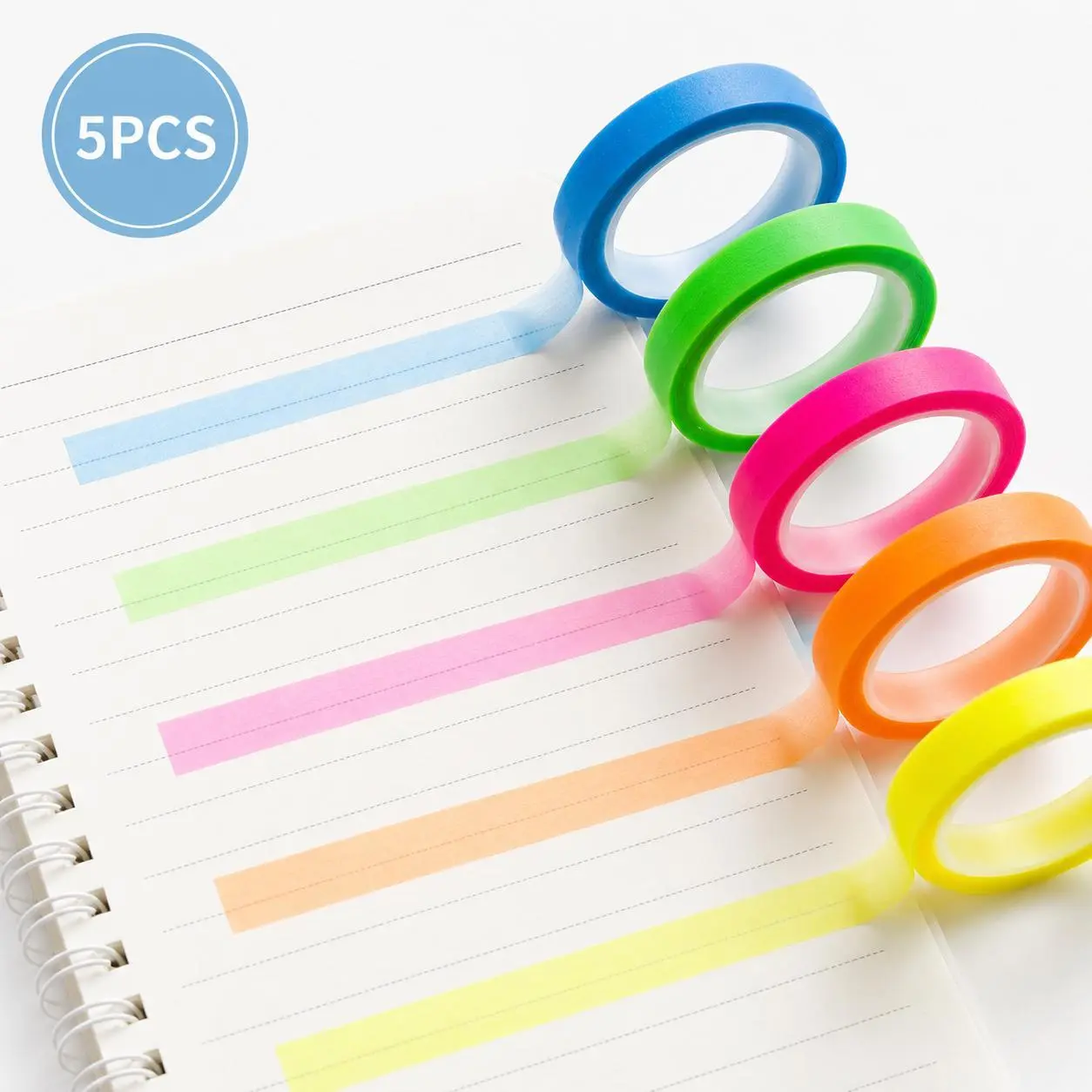 5-Pack Mixed-Color Decorative Craft Tape Set, Self-Adhesive Tape for Scrapbooking, Journaling, Card Making, Gift Wrapping & DIY Projects, School and Office Stationery Supplies