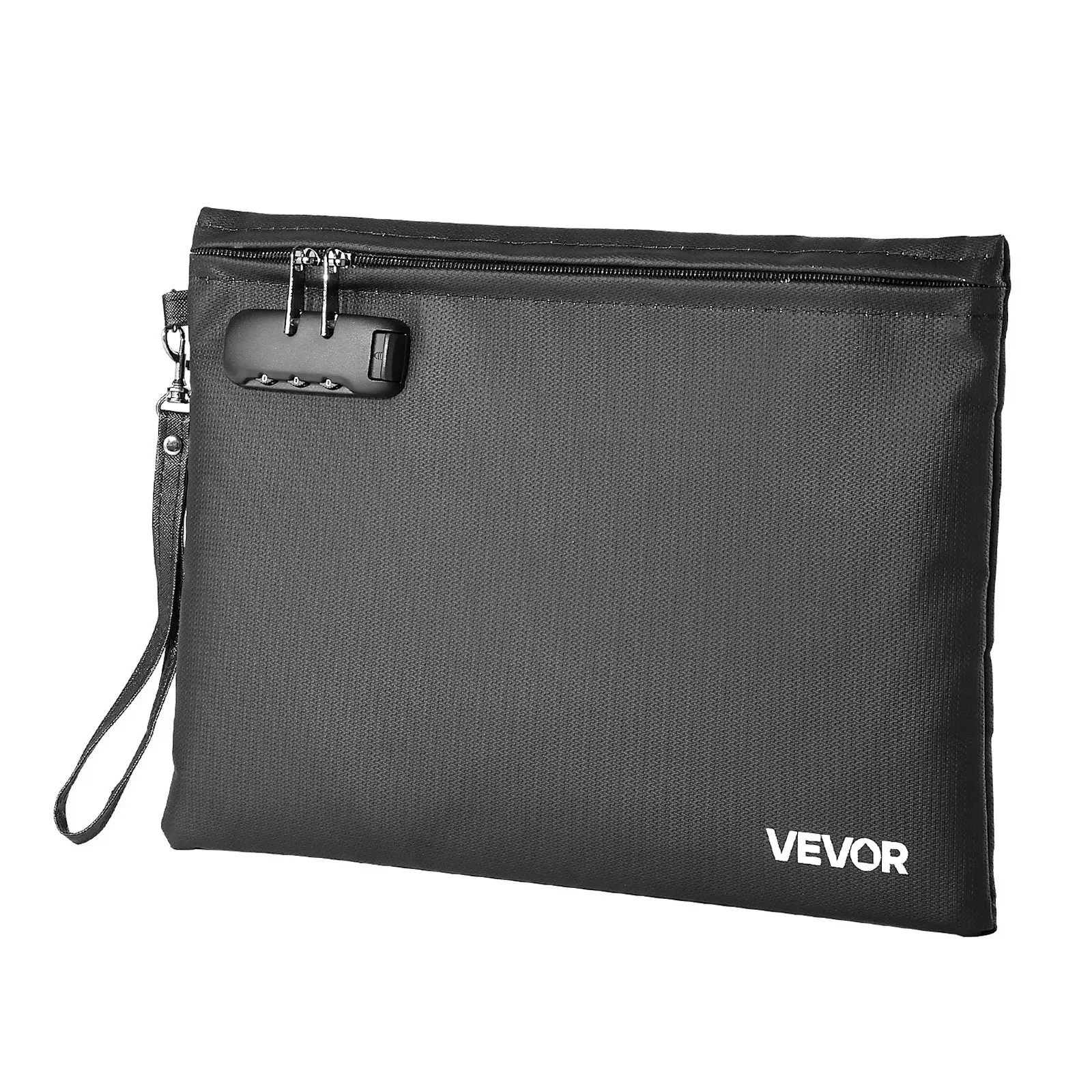 VEVOR Fireproof Document Bag with Secure Lock, 1832 Heat-Insulated Fireproof-Waterproof Compact Travel Safe, Portable Practical File Storage Organizer for Home Office Use (Passports, Important Files), Zipper