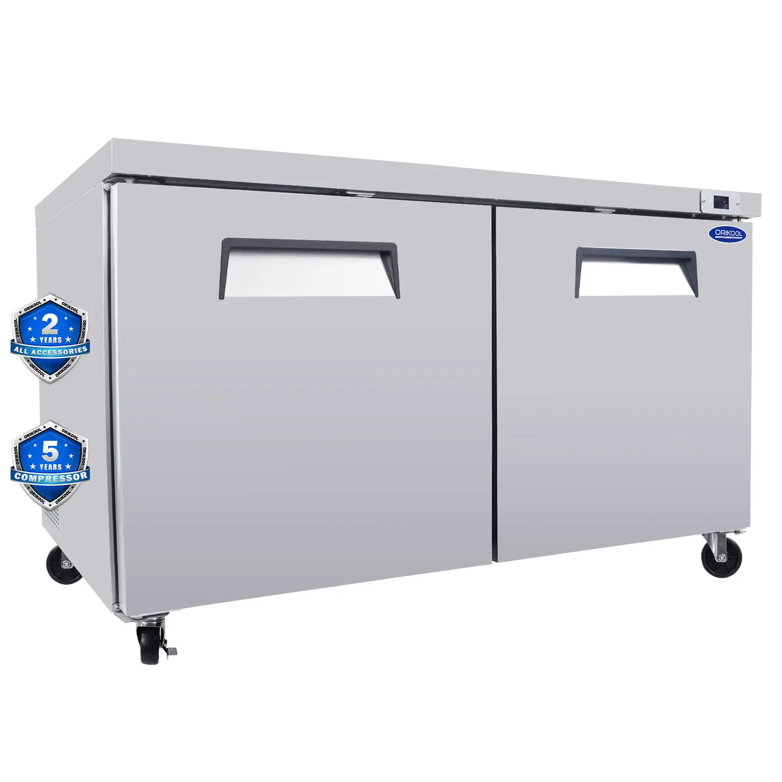 ARCH ORIKOOL 60-Inch Wide Double-Doors Commercial-Grade Under Counter Freezer, 18.5 Cu.Ft Freezing Space, ETL Approved Stainless Steel Worktop Unit with Commercial-Grade Performance for Restaurant, Home Use
