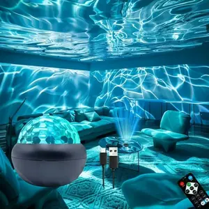 Small Flying Saucer Water Ripple Starry Sky Projector Lamp, Bedroom Atmosphere Ocean Aurora Dynamic Light, USB Powered Desktop Nightlight