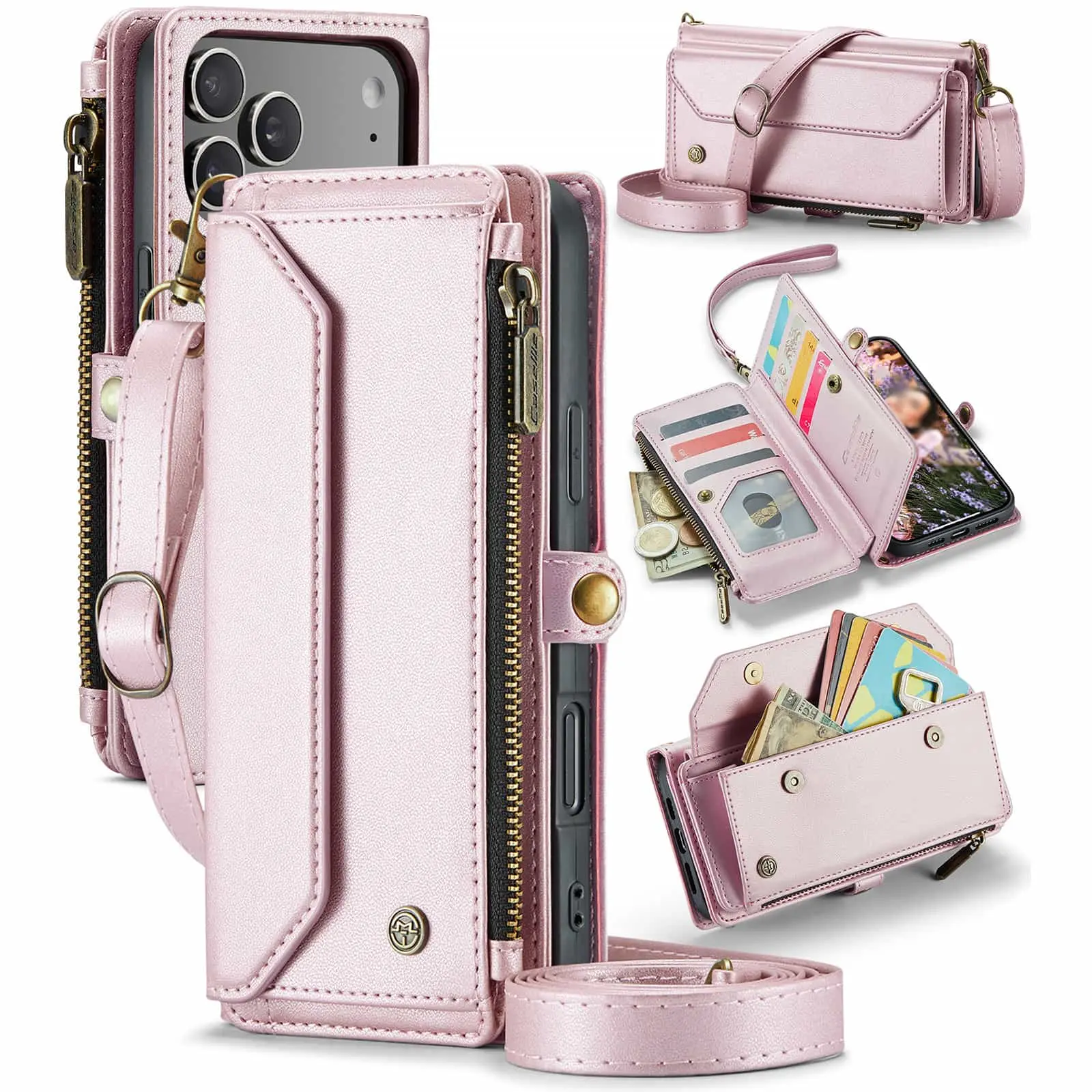 Wallet Phone Case Support Wireless Charging With Blocking Card Holder, Flip Folio Book Faux Leather Protective Phone Cover For iPhone Air/17/16e/16/11/12/13/14/15 Pro Max/15 Plus/13 Mini/7/8 Plus/SE 2022/SE 2020