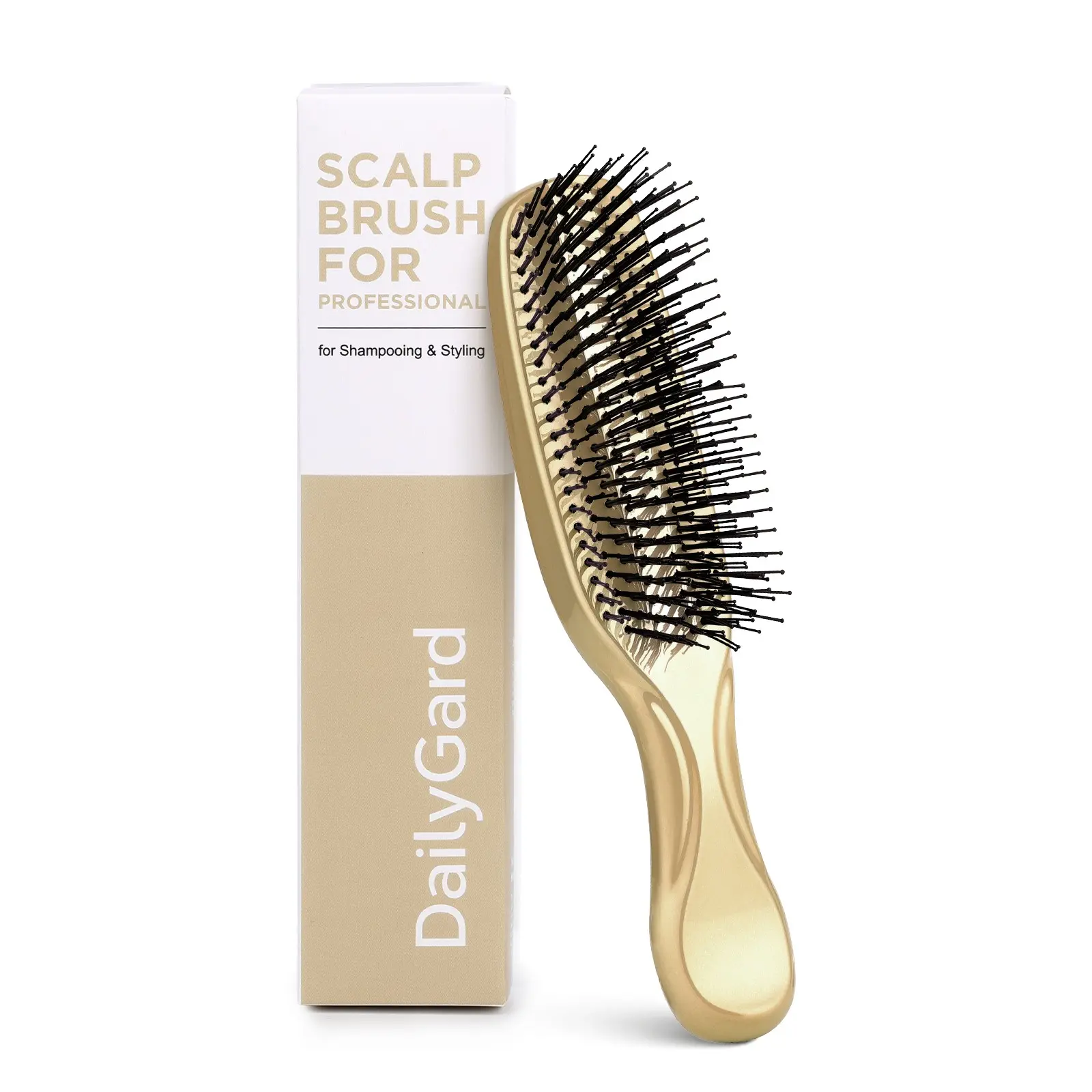 1pc Luxury Electroplated Massage Comb, Scalp Massager, Soft Bristles, Dry/wet Use, Anti-Static, Portable, Gift Box Packaging