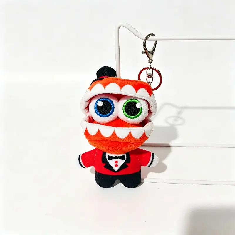 The Amazing Digital Circus Caine Mini Plush Keychain Open Mouth Big Teeth Monster Soft Short Plush Stuffed Bag Charm Creepy Cute Cartoon Pendant Gift For Game Fans Birthday Christmas Party Favor Cross-Border Wholesale
