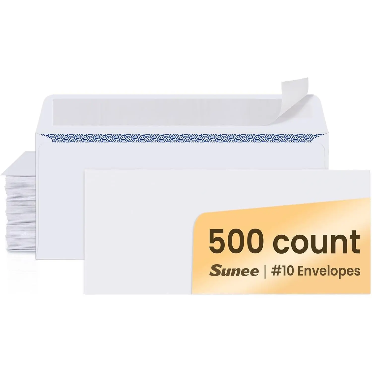 #10 Security-Tinted Self-Seal Envelopes - 500-Pack White Windowless Mailing Envelopes, 24LB Printer-Friendly for Business Mail, Office Use (4-1/8x9-1/2in)