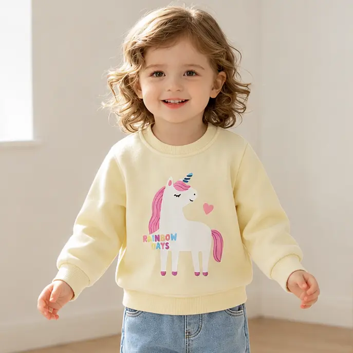 Toddler Girls' Crewneck Sweatshirt - Cute Unicorn Print Long Sleeve Shirt, Rainbow Days Casual Playful Girls Clothes, Cozy Fall Winter Top (Check Size Chart), Cute Print
