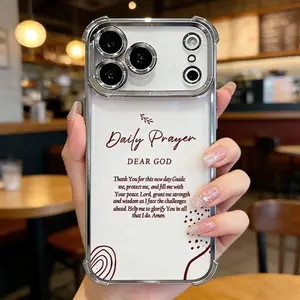 Dear God Daily Prayer Phone Case for iPhone 17 Pro Max 16 15 Plus 14 13 12 11 Air Christian Quote Electroplated Edge Shockproof Four-Corner Drop Protection Soft Silicone Cover Gift girls cute Protective Smartphone Casing DDSJ260404004