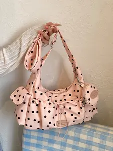 1pc Ladies' Wave Point Shoulder Bag is a casual, fashionable, and versatile bag that comes with a detachable coin purse. It is suitable for daily wear, campus commuting, and lightweight travel.