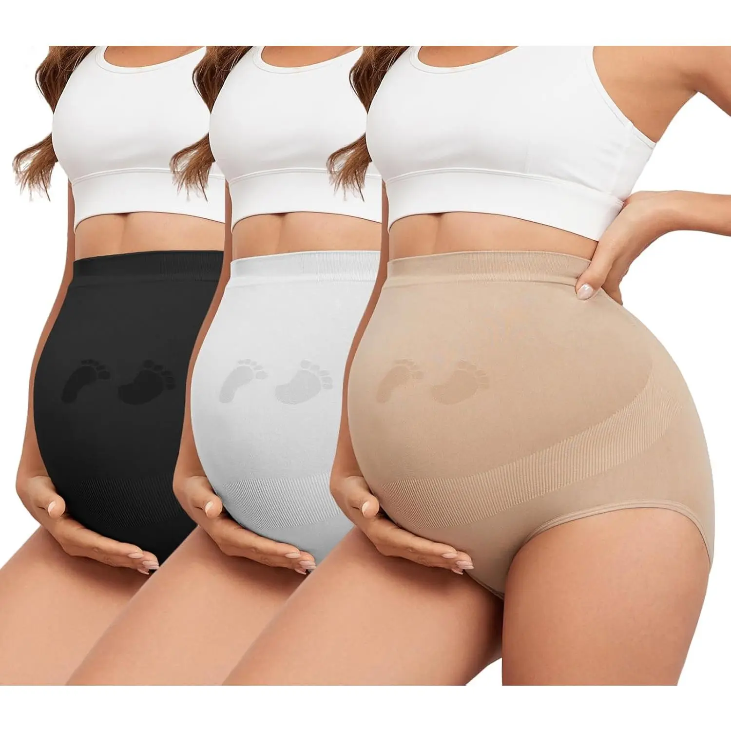 Maternity Underwear Seamless High Waisted Maternity Panties Over Bump Pregnancy Belly Support shorts nursing sleep