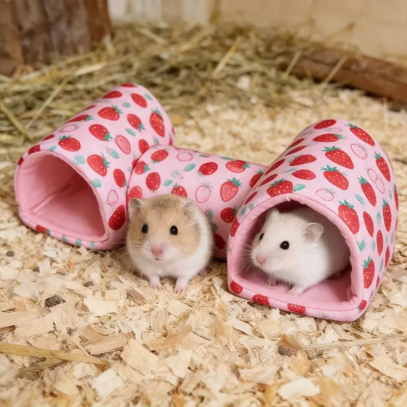 Guinea Pig Hideout Tunnel，Hamster Bed Small Animal Hideaway Tube House for Mice Parrot Hedgehog Flying Squirrel Resting Sleeping Playing Washable Warm Bed Plush Nest Habitats