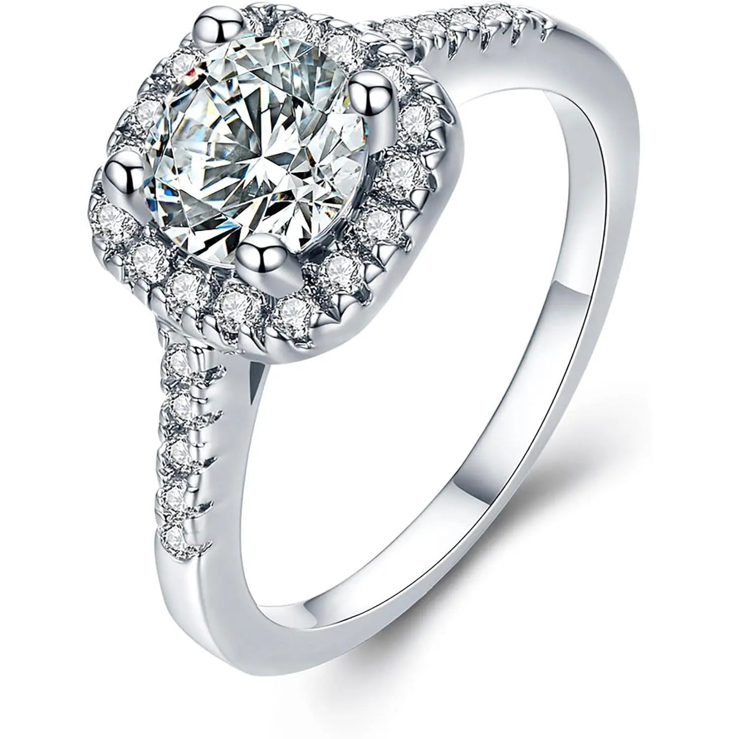 UFOORO Rings for Women, Promise Rings for Her, Christmas Gifts, Engagement Rings for Women Solitaire Crystal Wedding Rings for Her Fake Diamond Ring Christmas Gifts for Her