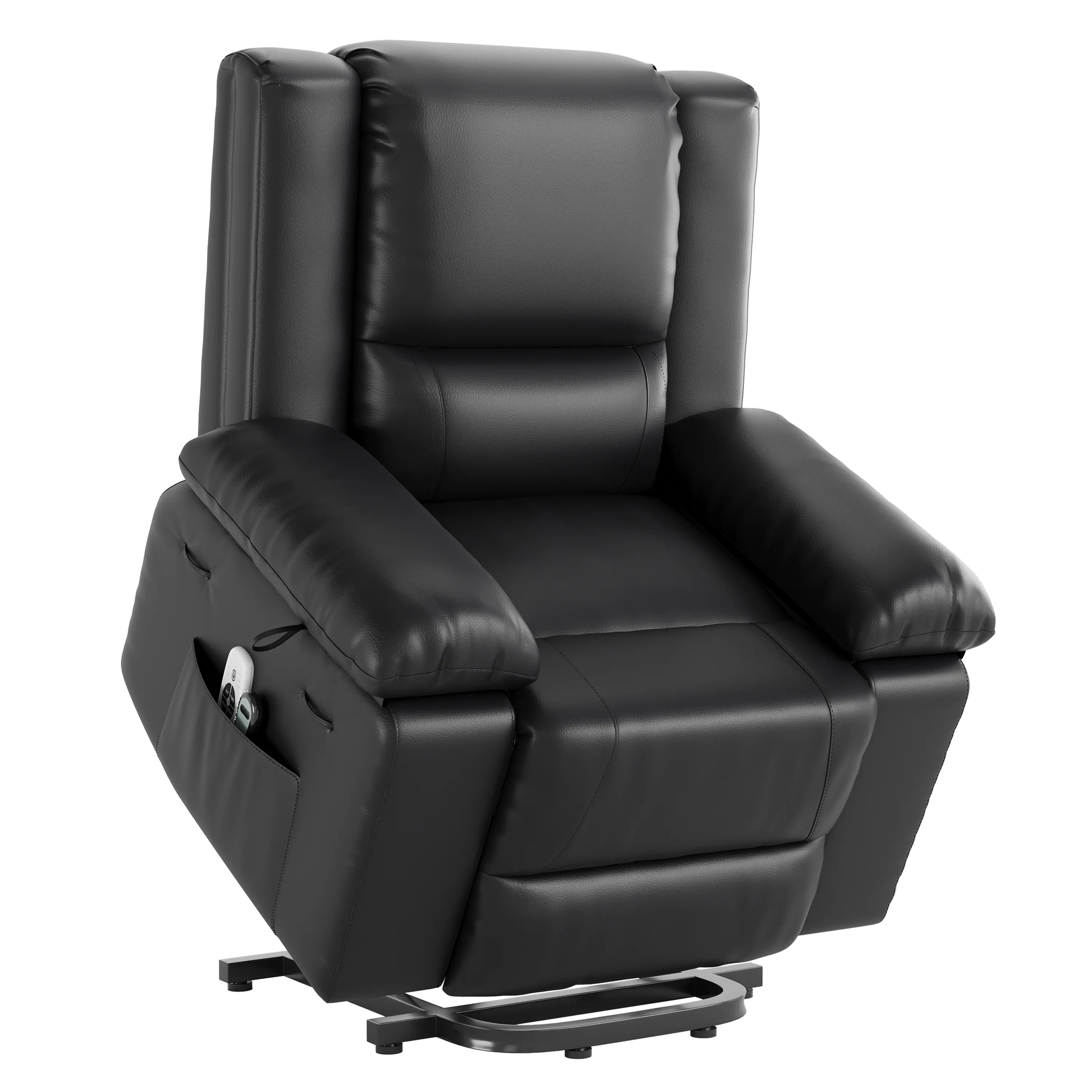 Single Seat Motorized Lift Recliner Chair - PU Leather Indoor Sofa with Heat & Massage, Adjustable Back, Mobility Assistance, Motorized Backrest & Footrest