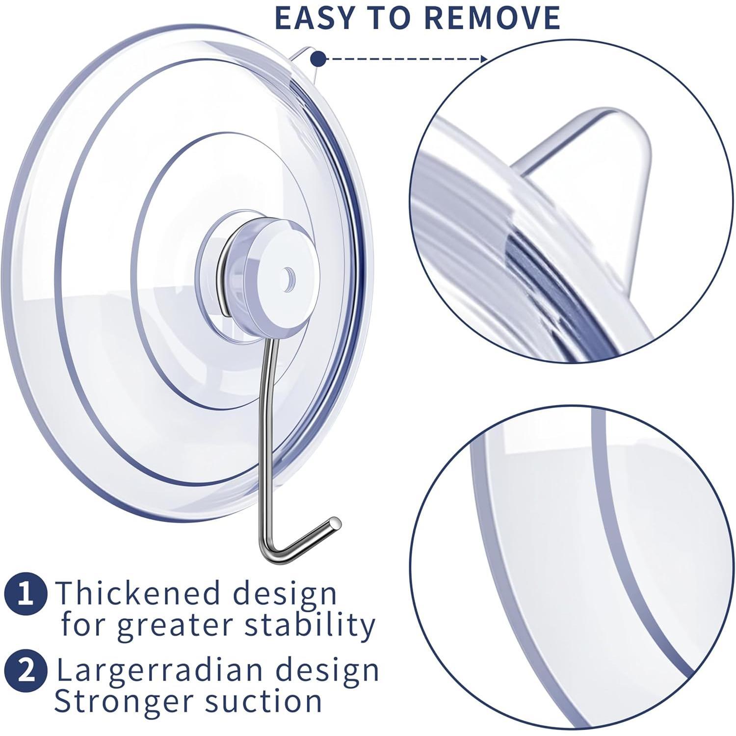 20 count Suction Cup Hooks, 2.5Inch, 1.77Inch, 1Inch Suction Cups with Metal Hooks Removable, Suitable for Glass, Windows, Bathrooms, Kitchens, Tiles, Shower Cubicles