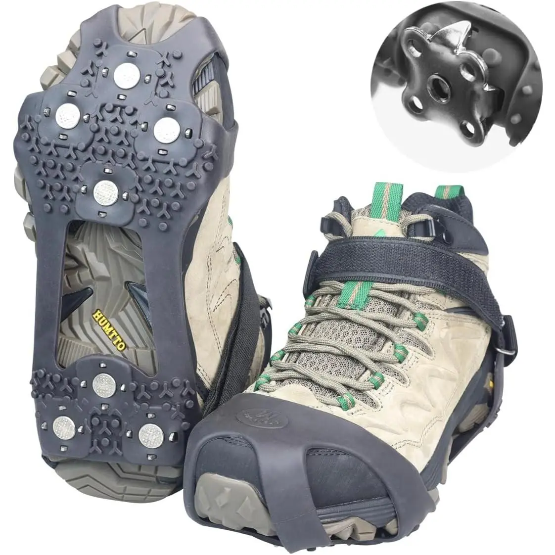 Upgraded 28 Spikes Ice Cleats for Shoes and Boots, Stainless Steel Anti Slip Silicone Ice Grippers for Snow Ice, for Men Women Winter Walking Running