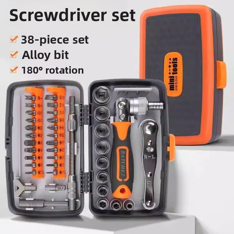 38-in-1 Labor-Saving Ratchet Screwdriver Set, Multi-Angle Multi-Function Metal Tools and Gadgets, Work Tools for DIY Enthusiasts, Household Hardware Toolbox