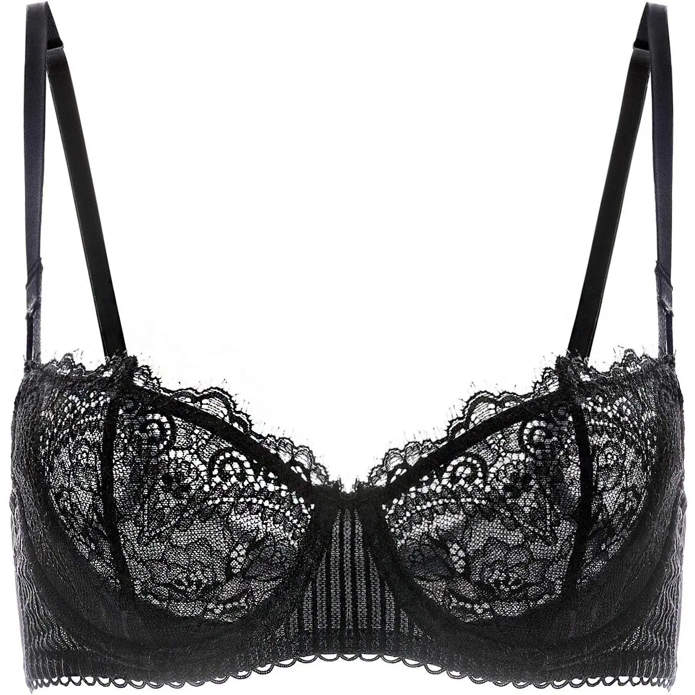 Women's Plus Size Wired Sheer Mesh & Lace Balconette Bra - No Padding Push Up, Convertible Interchangeable Straps, Criss Cross, Invisible, Comfortable Fashion Style (Fits 36D, 38DD)