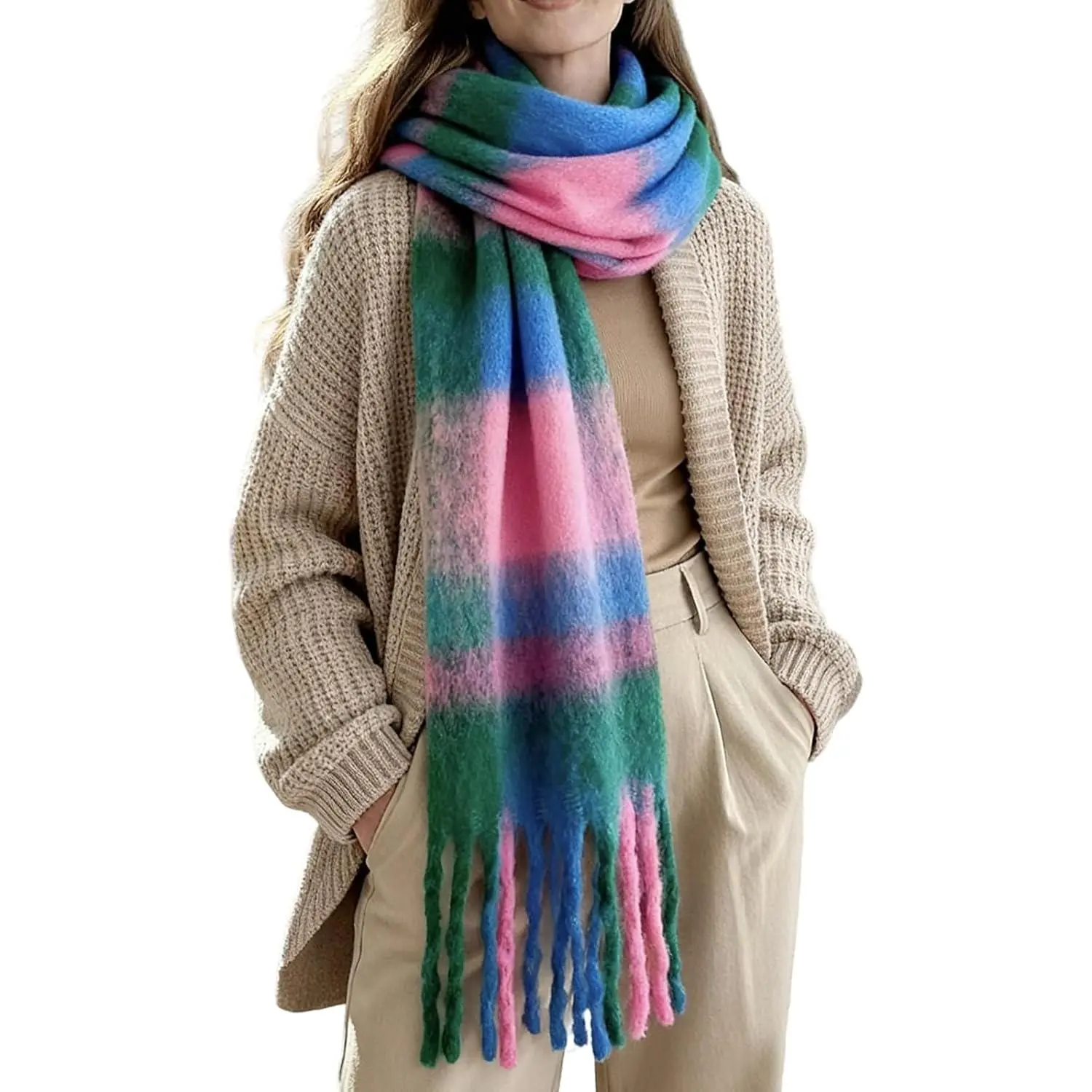 Women Warm Scarf Long Shawl Cold Weather Thick Blanket Scarfs