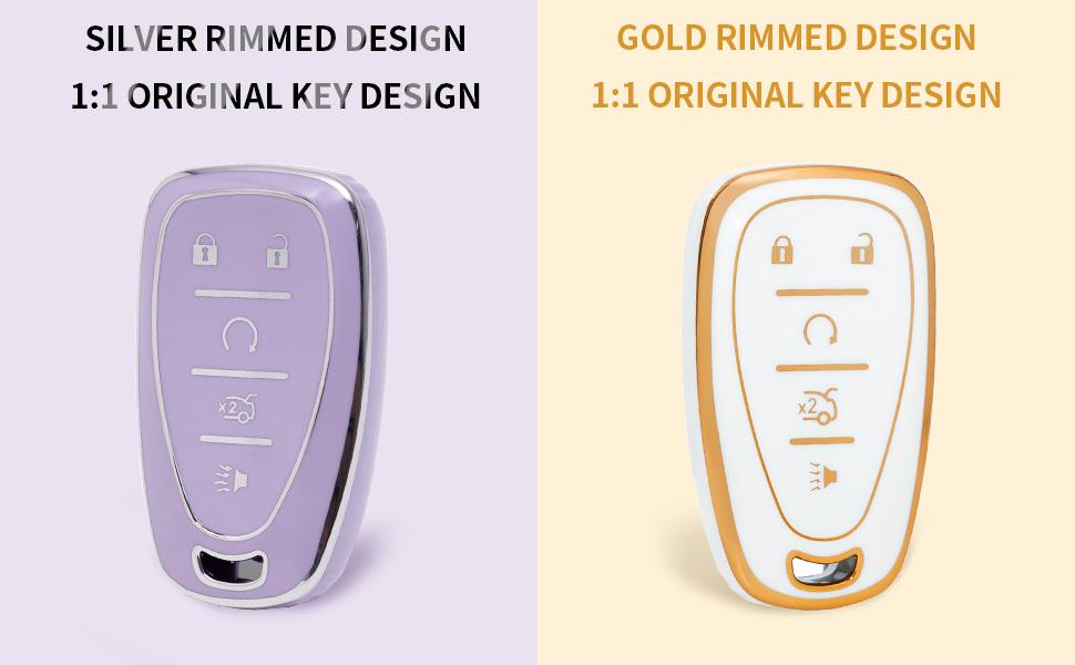 for Chevy Key Fob Cover Case Full TPU Protector for 2016 2017 2018 2019 2020 Chevrolet Chevy Malibu Camaro Cruze Traverse Spark Equinox Sonic Volt Bolt Car Accessories (5 Buttons, White)