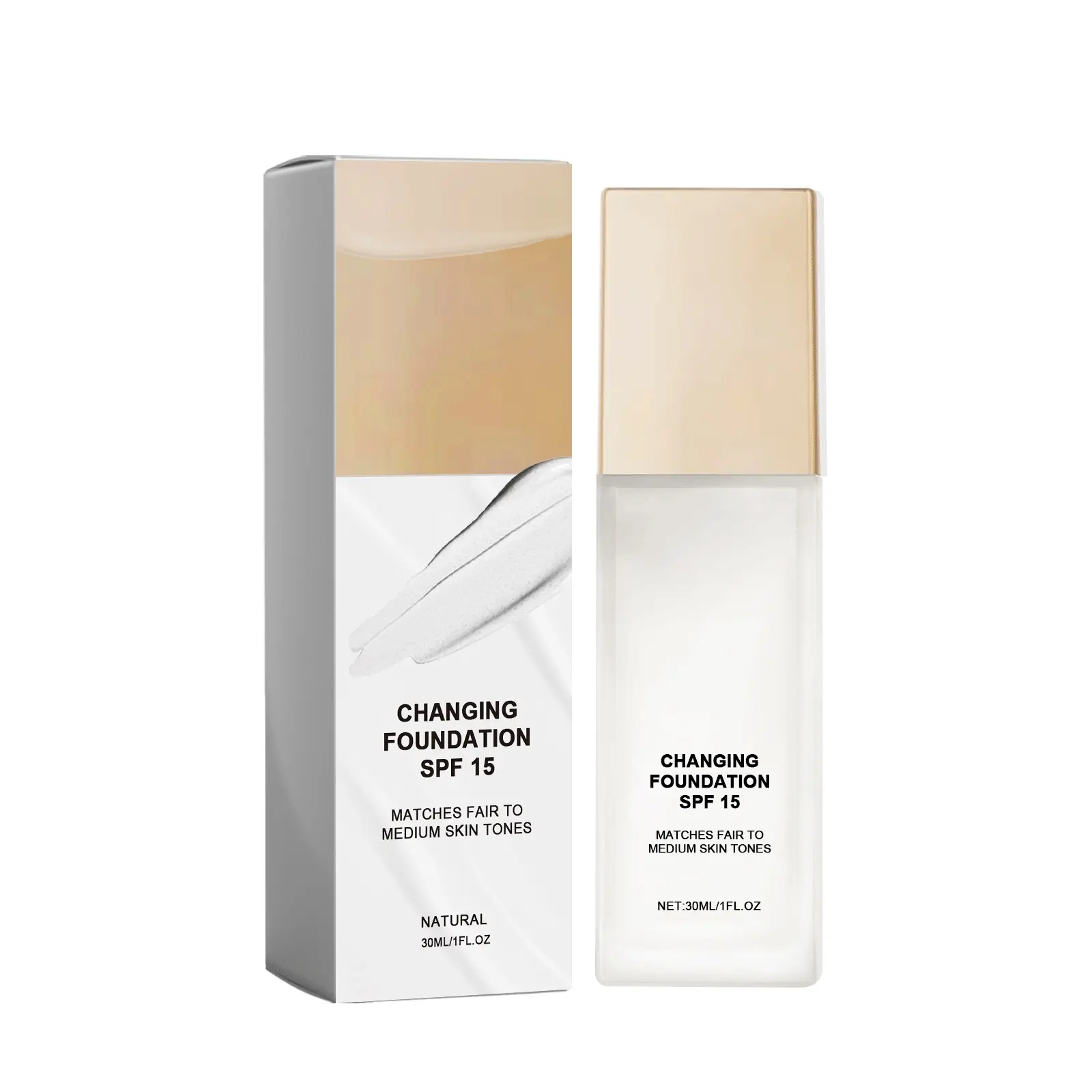 Color Changing Foundation for Mature Skin, Waterproof & Sweat-Proof Skin Tone Adapting Liquid Foundation for Women, Lightweight Natural Coverage Makeup Base, Flawless Base Foundation, SPF 15, 30ml / 1 fl oz