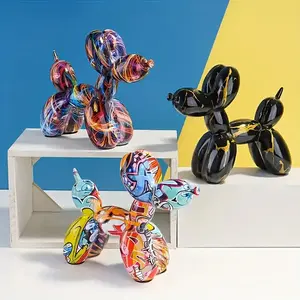 3PC Cross-Border Bestseller Classic Colorful Graffiti Balloon Dog Ornament European Style Creative Home Decoration Sample Room Decor