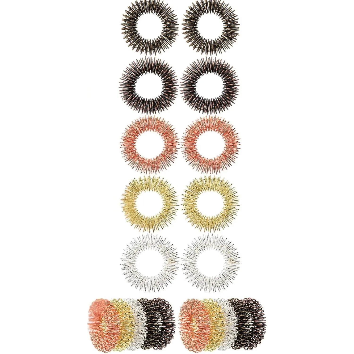 Mr. Pen Spiky Sensory Rings - 10-Pack BPA-Free Firm & Spiky Fidget Toys for 12 Years Above, Anxiety Relief, Stress Relief, Massager for Individuals with BFRB, ADHD