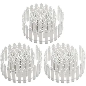 3 PCS 35 Inch Mini Christmas Garden Fence White Miniature Fairy Garden Wood Picket Ornament Fence for Dollhouse Village Landscape Home Garden Plant DIY