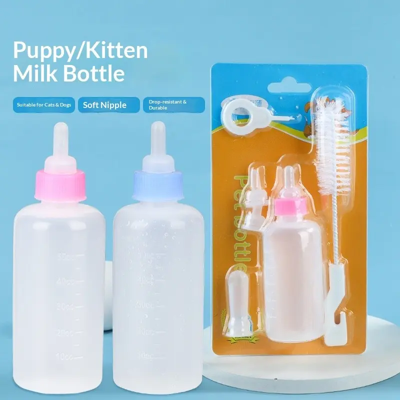 Pet Milk Bottles for Kittens and Puppies, General-Purpose Milk Bottles with Small Soft Nipples, Newborn Kitten Feeding Gadget, Puppy Feeding Bottle