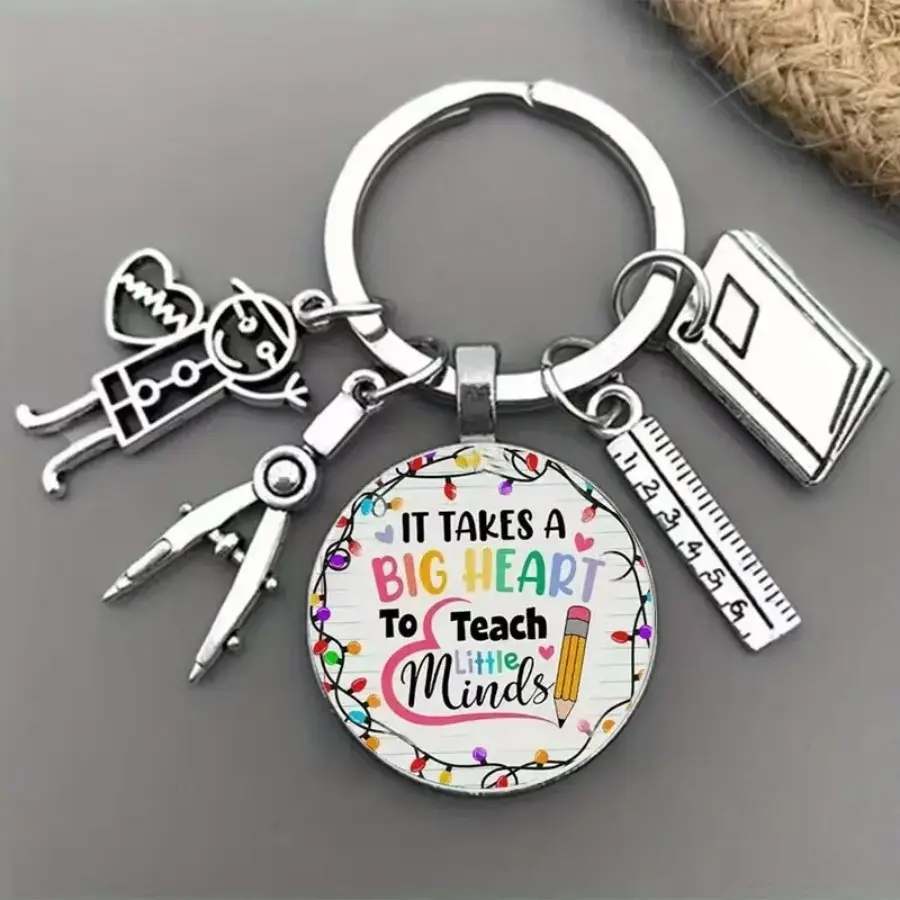Thank You Keychain for Teacher Back to School Gifts for Math Teacher Silver Car Key Bag Charms