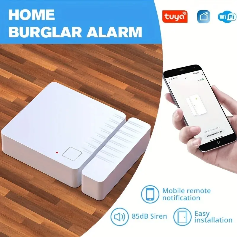 WiFi Smart Home Door Magnet Alarm, Security Sensor for Doors, Wireless Alert System, Easy Installation, Ideal for Home Safety, Apartment Door Security