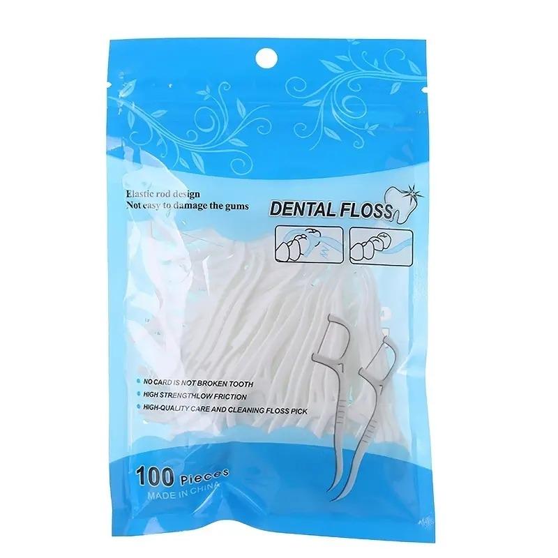 Disposable Dental Floss Picks, 100pcs/set Portable Teeth Cleaning Floss Sticks, Oral Care Products for Home & Travel