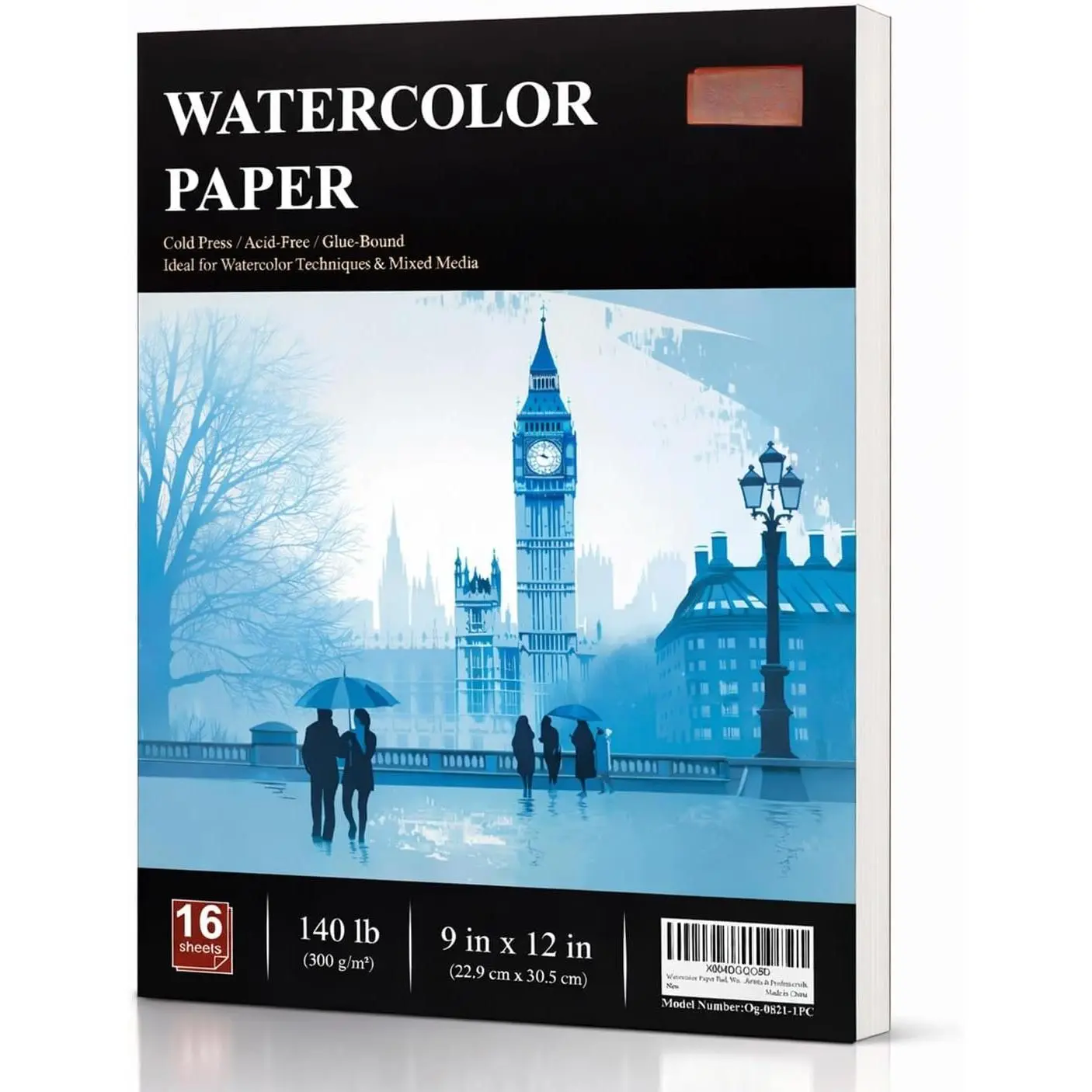 Watercolor Paper Pad, 9"x12" Water Color Paper, 140lb/300gsm | Watercolor Sketchbook for Beginners, Students, Art Paper for Watercolor Painting, Drawing & Art Supplies,16 Sheets