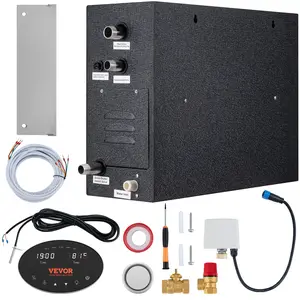 VEVOR Steam Shower Generator, 10.5 kW, Segmented Heating Temperature Customization 24h Timer Steam Bath Kit, Automatic Drainage Luxury Home Steam Shower System, Acrylic Tested to UL Standards