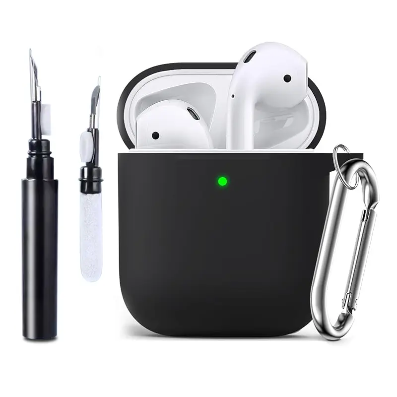 Soft Silicone Case for AirPods 2nd/1st, Includes Keychain & Cleaning Pen, Durable Protection, Compatible with AirPods 2nd/1st