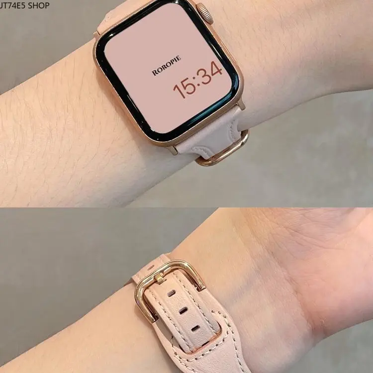 Applicable to Apple Applewatch11 Watch Autumn and Summer Women's Premium Leather Strap iwatch67910th Generation 8SE