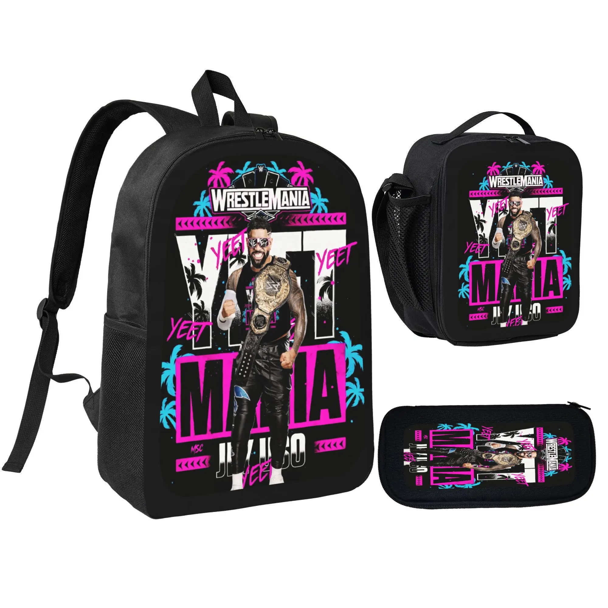 3pcs Unisex Large Capacity YEET Backpack, Cool Anime school bag for girls boys, Adjustable Shoulder Straps, Casual, Daily  Backpack, Lunch Bag, and Pencil Case, Perfect Gift