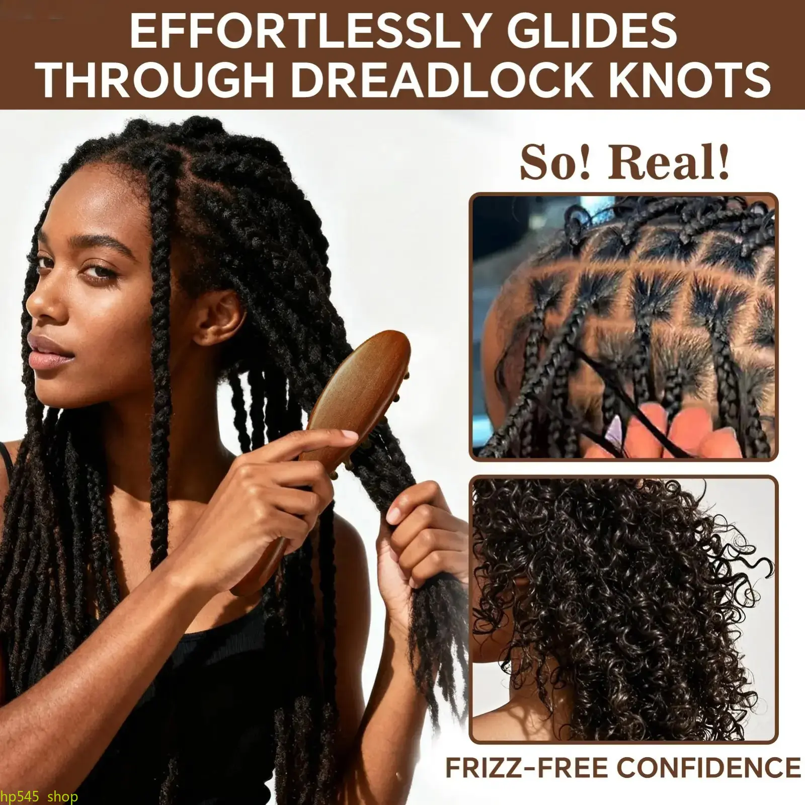 Natural Wooden Loc Comb - Anti Tangle Brush for Microlocs & Sisterlocs, Scalp Massage Relaxation, Hair Product Grooming Tool