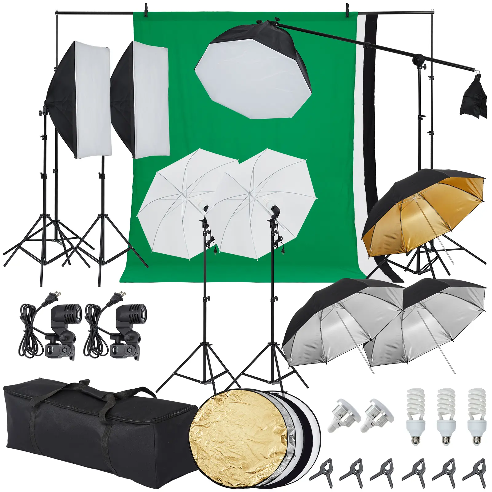 8.5ft x 10ft Photography Softbox Lighting Kit with Backdrops, 45W 5500K LED Continuous Light Bulbs, Professional Studio Lighting Equipment for Portrait, Product Photo & Video Shooting