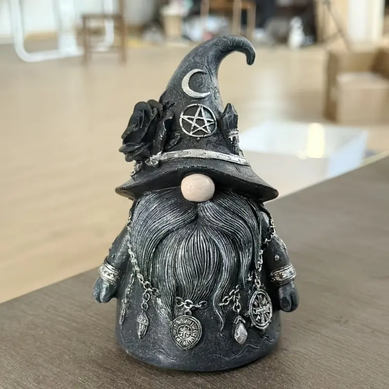 Gothic Style Dwarf Wizard Statue Home Decor, Cute Collectible Resin Ornament, Desktop Decoration for Study Room/living Room/bedroom, Resin Dwarf Statues