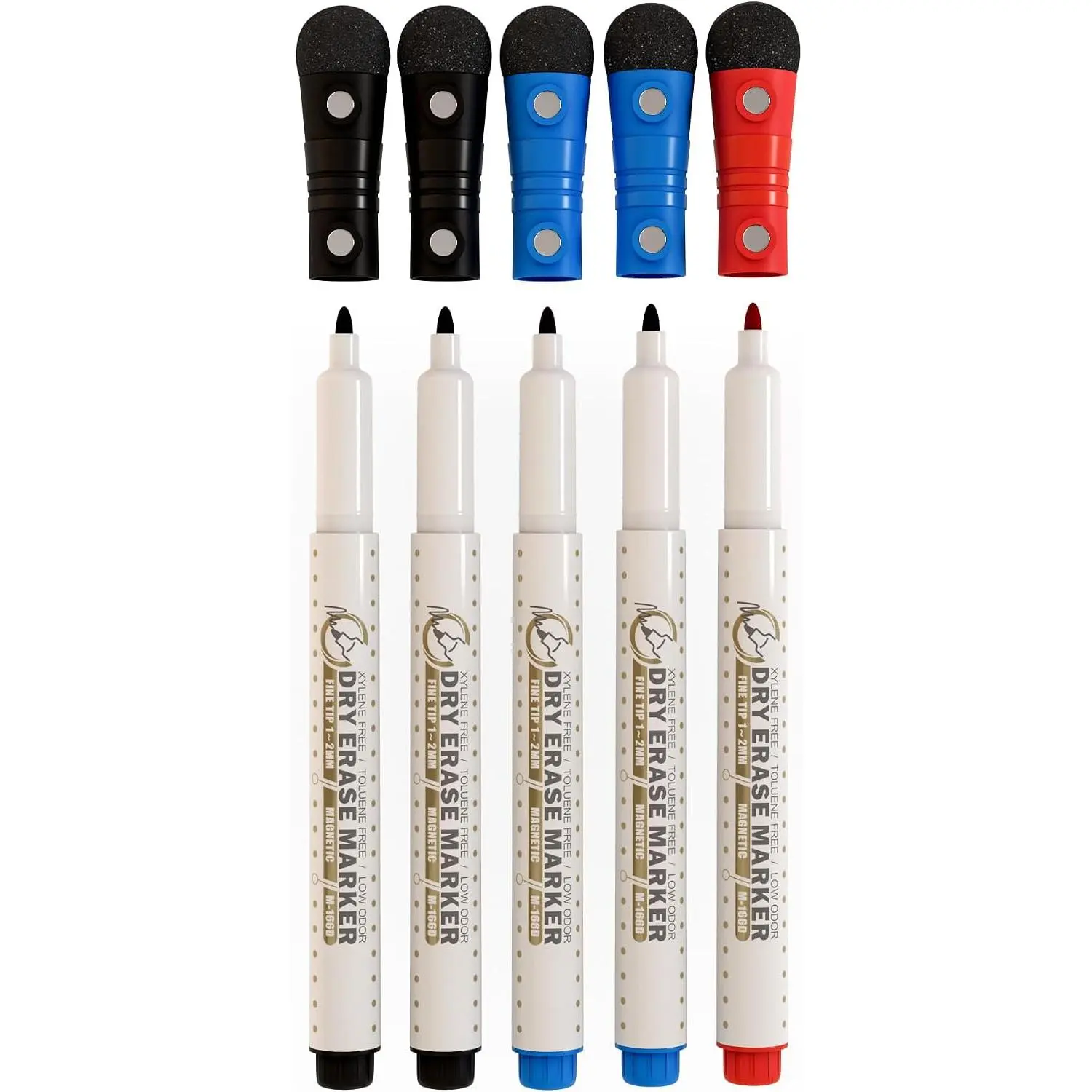 Dry Erase Whiteboard Markers, 1mm Fine Tip, 5 Pack Classic