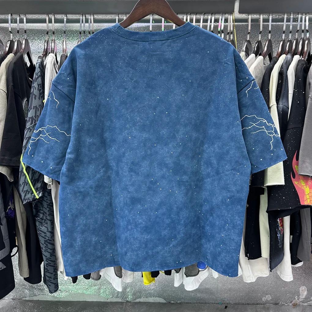 Rhinestone Logo Bling graffiti letter print T Shirt Men Women Grey wash loose casual Tees Fashion Harajuku Shinning Diamond Tops