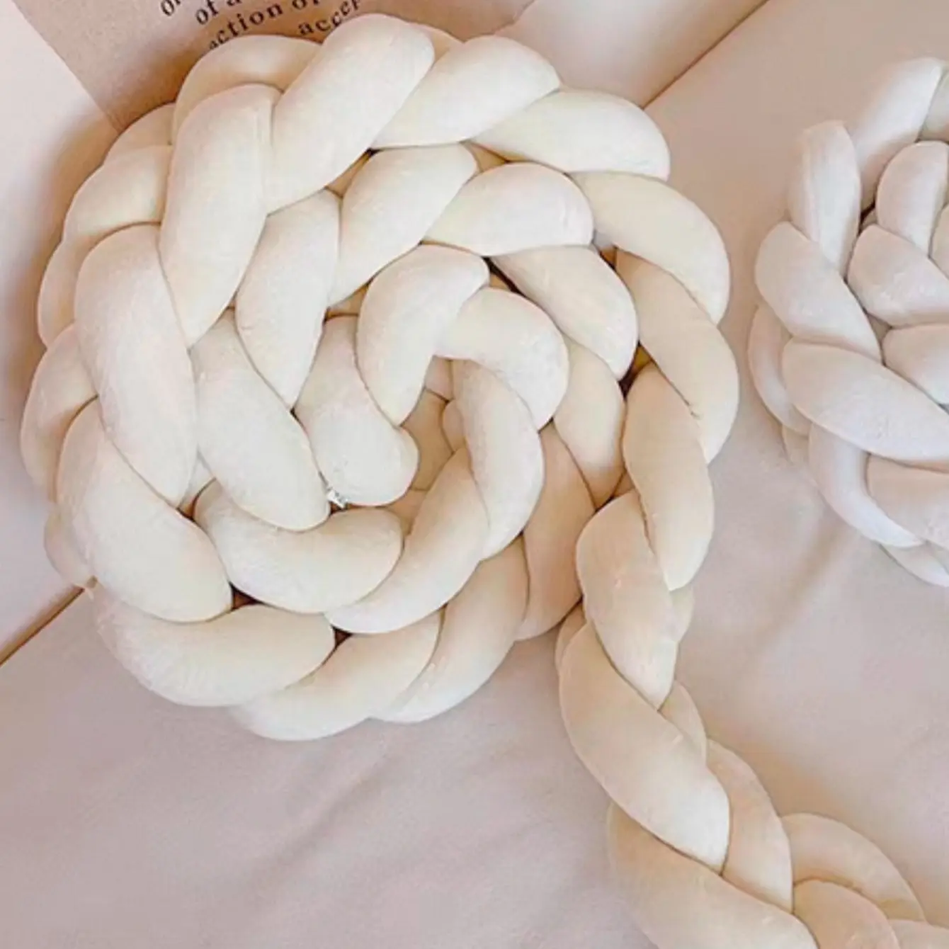 Nordic Thick Braided Long Pillow, Bedside Crash-Proof Knotted Woven Soft Cover, Bedroom Balcony Edge Protector, Long Hug Pillow