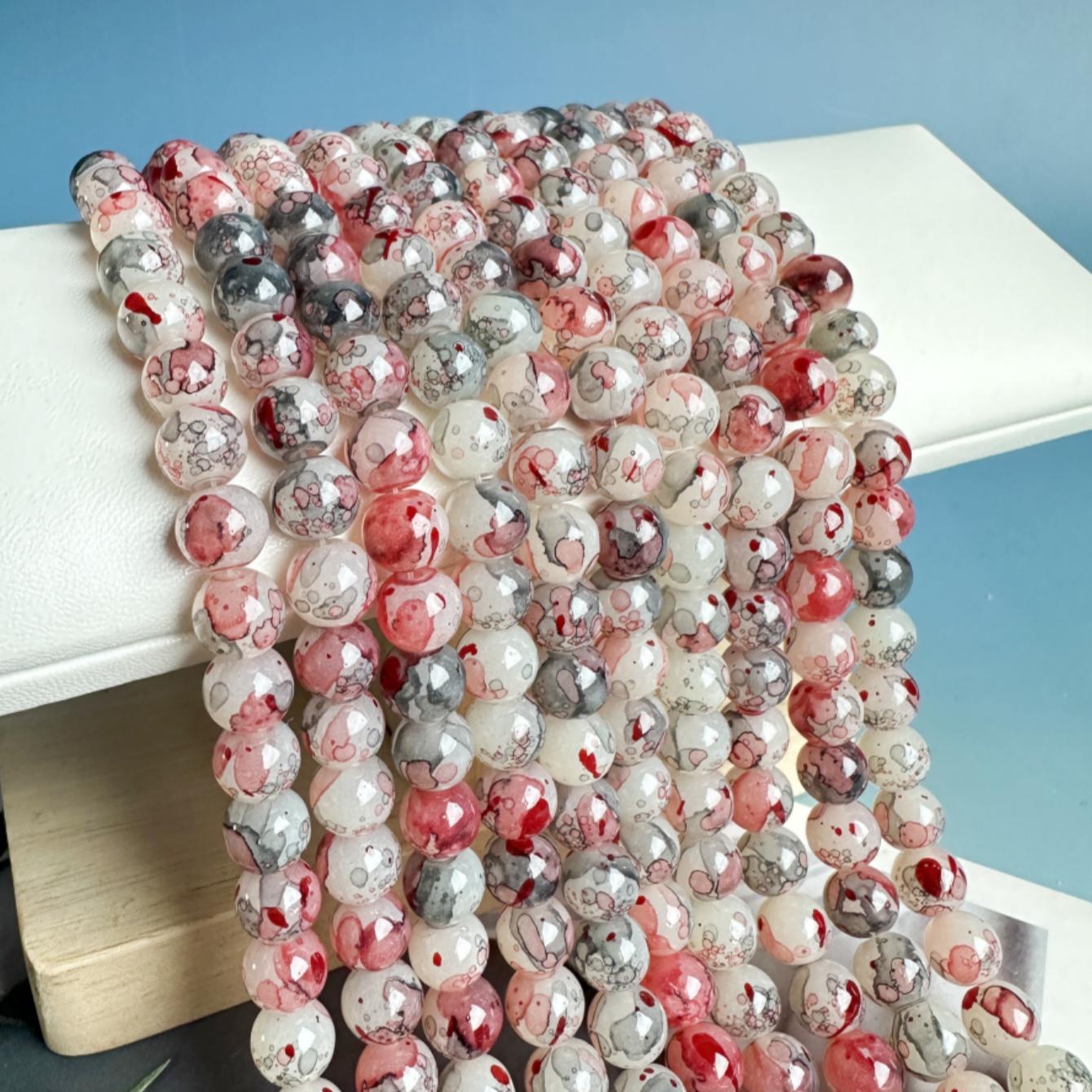 Halo Dyed Ink Premium Glass Beads for DIY Jewelry Making, 100/200pcs DIY Jewelry Accessories for Bracelet, Necklace, Earrings, Jewelry Making Supplies