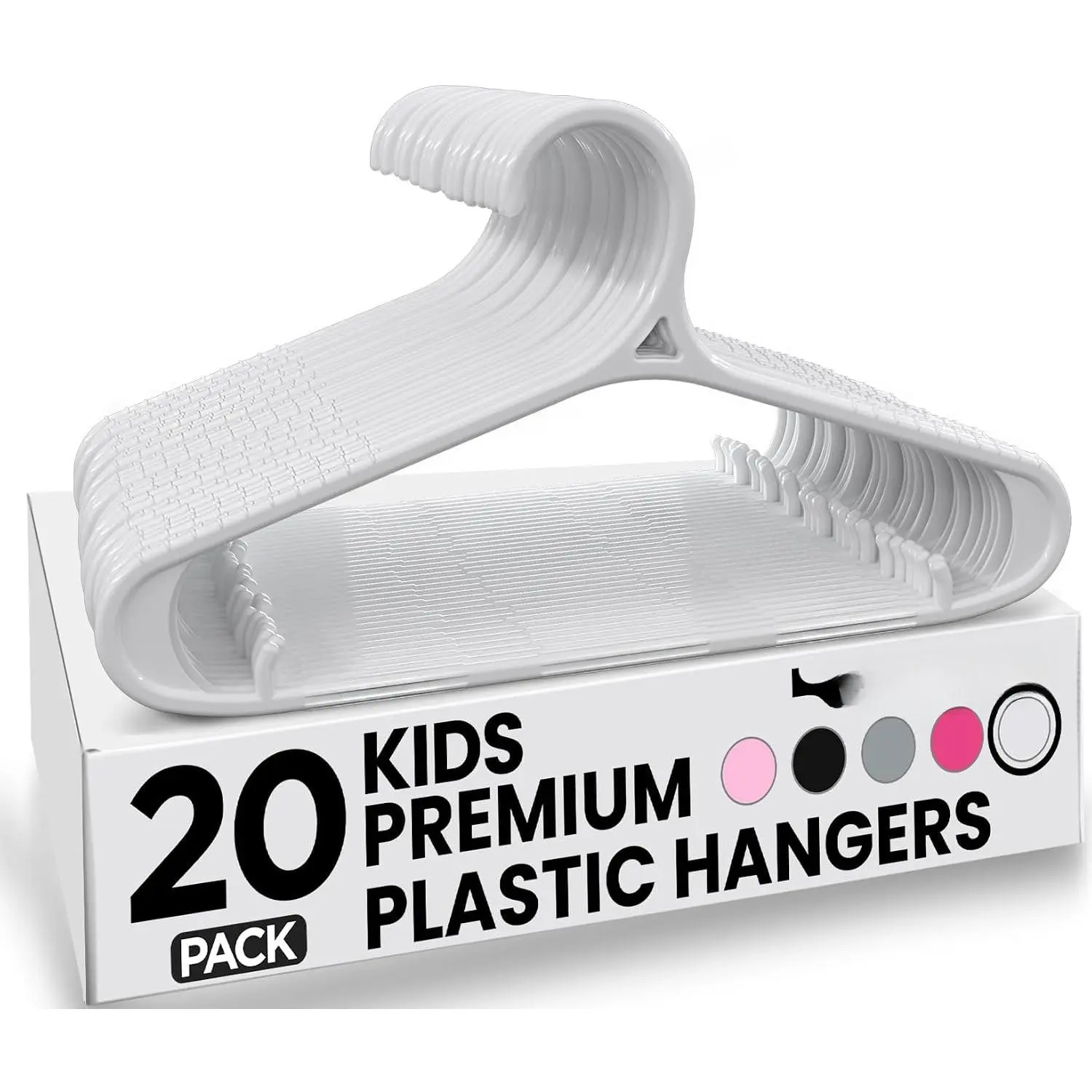 Hangers 20 Pack – 11 Inch Non-Slip  Hangers White | Non-slip  grooves | Strap hooks | Pants bar | Ideal for 's &  clothes