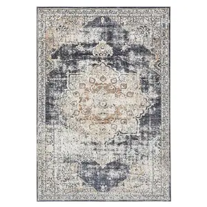 GARVEE- Washable Classic Rug with Oriental Medallion Design, Low Profile Rubber Backing, Ideal for Living Room, Dining Room, Bedroom, Office, Beige, Multiple Sizes Available