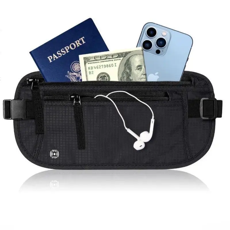 RFID Protected Travel Money Belt for Men - Slim, Discreet, Breathable Mesh, Moisture-Wicking Fabric, Adjustable Elastic Strap, Casual Men's Accessory, Slim Profile, Machine Washable, Ideal for Long Trips