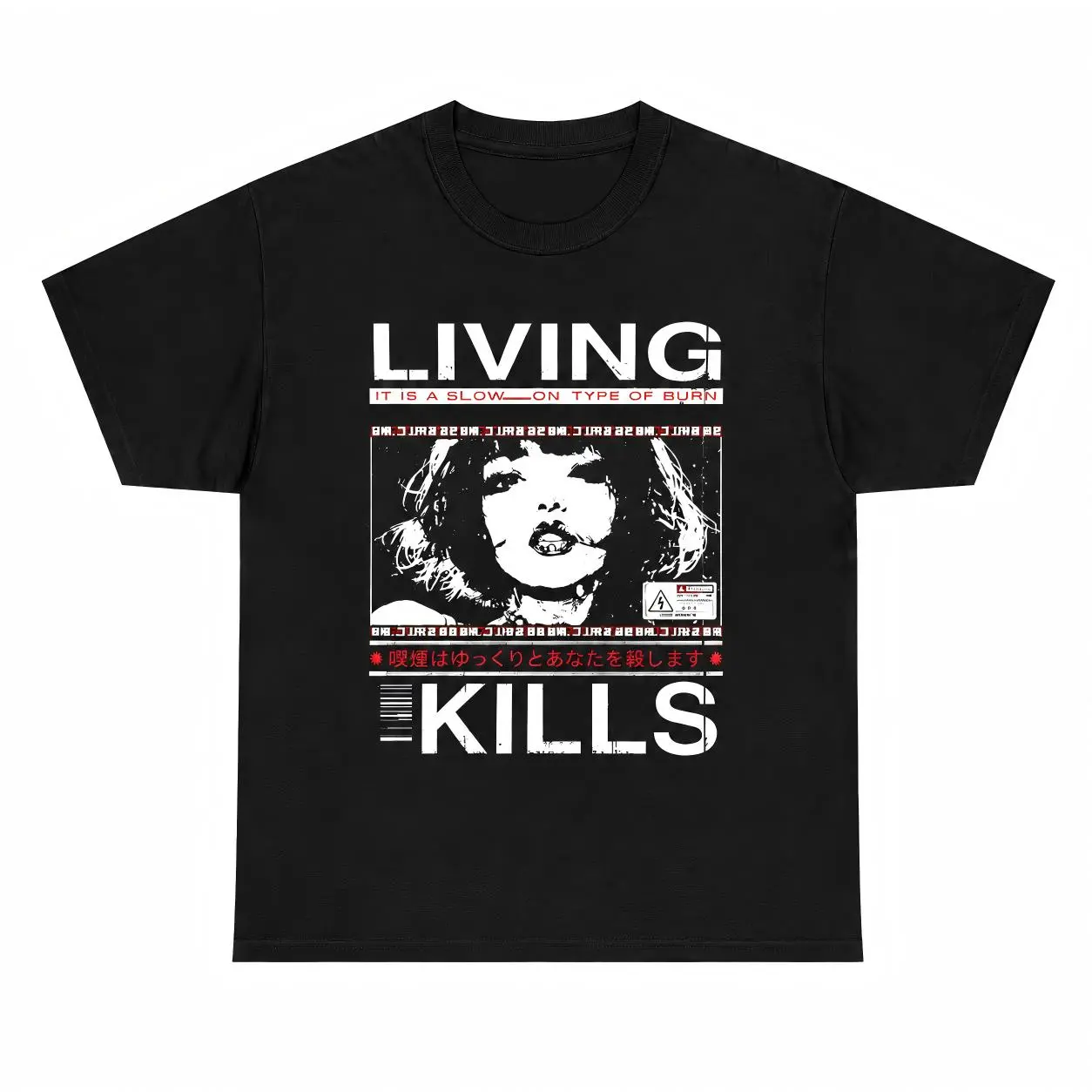 Living Kills T-Shirt  Retro Japanese Style Graphic Unisex Cotton Tee