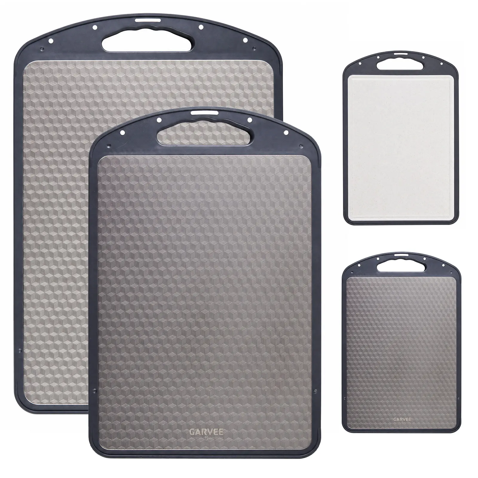 2‑Pack Titanium Kitchen Cutting Boards, Food‑Safe Double‑Sided Metal Chopping Board Set With Non‑Slip Base, Dishwasher‑Safe, Large and Small Size for Food Prep