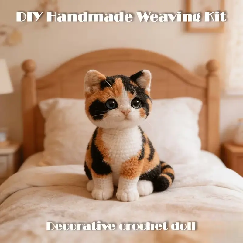 DIY Crochet Kit for Beginners, Three-Color Cat Amigurumi Tutorial Set, Perfect Gift Idea, Ideal for Crafting Enthusiasts
