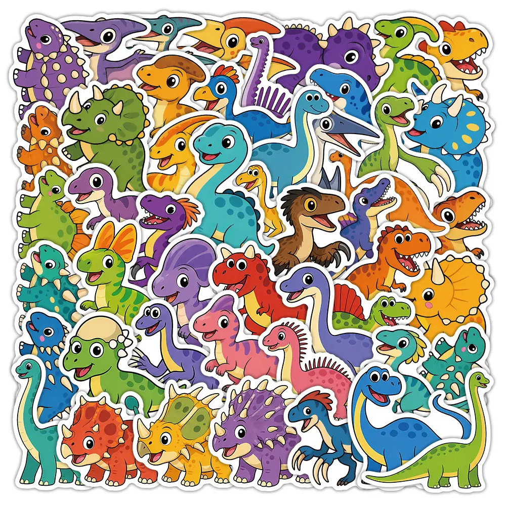 50pcs Flat Dinosaur Office Stickers, Sticker Decals, High-Value, Positive Energy Gifts for Decorating Journals, Scrapbooks, Notebooks, Computers, Water Bottles, Cars, Etc.